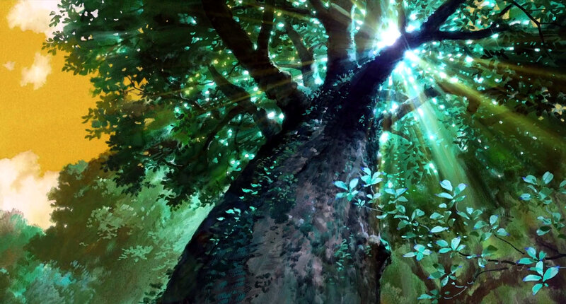 Giant Tree with Glowing Leaves