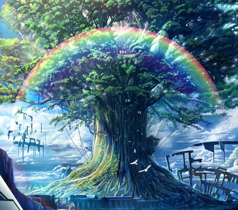Giant Tree with Rainbow — Green