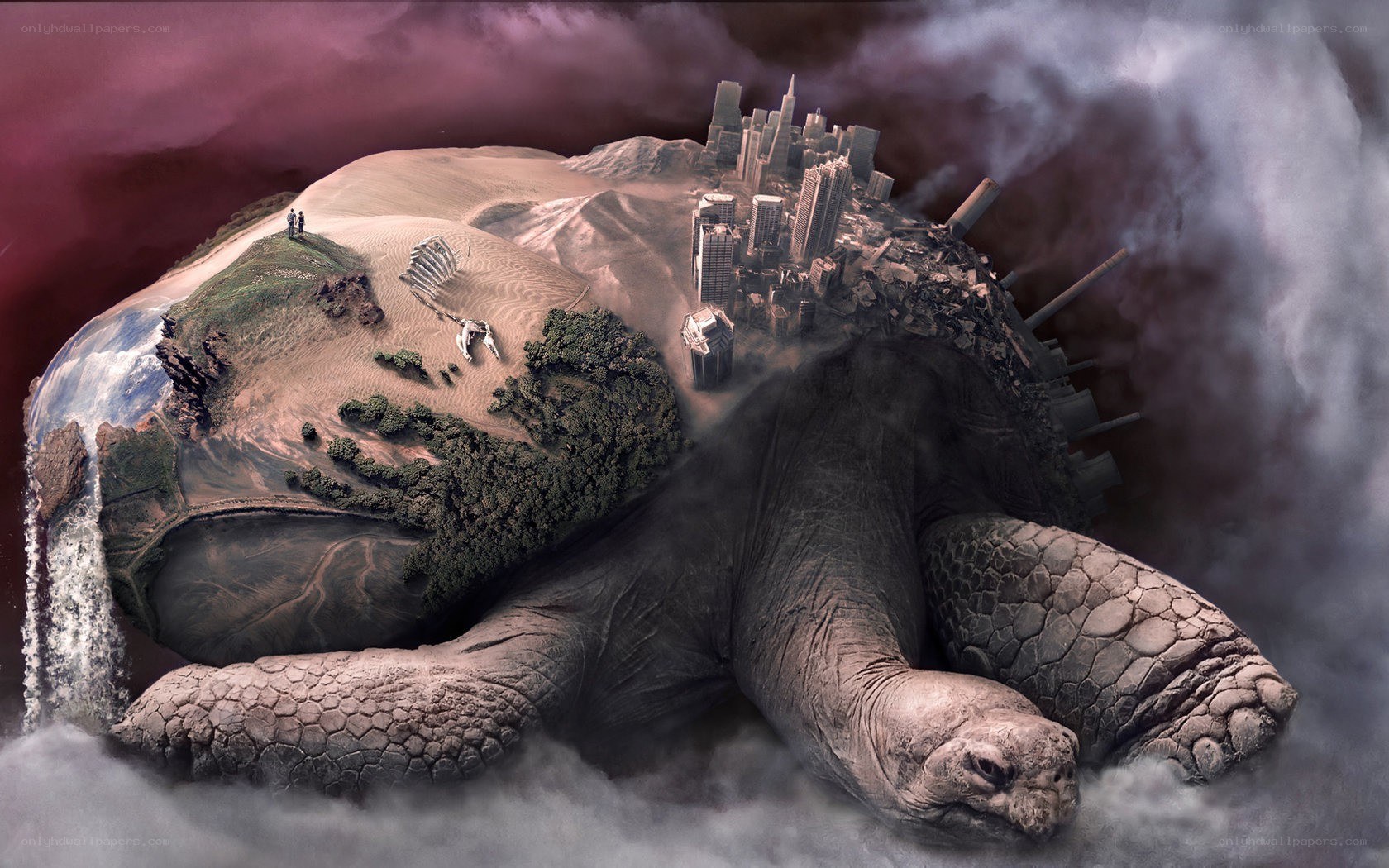 giant turtle carrying a world