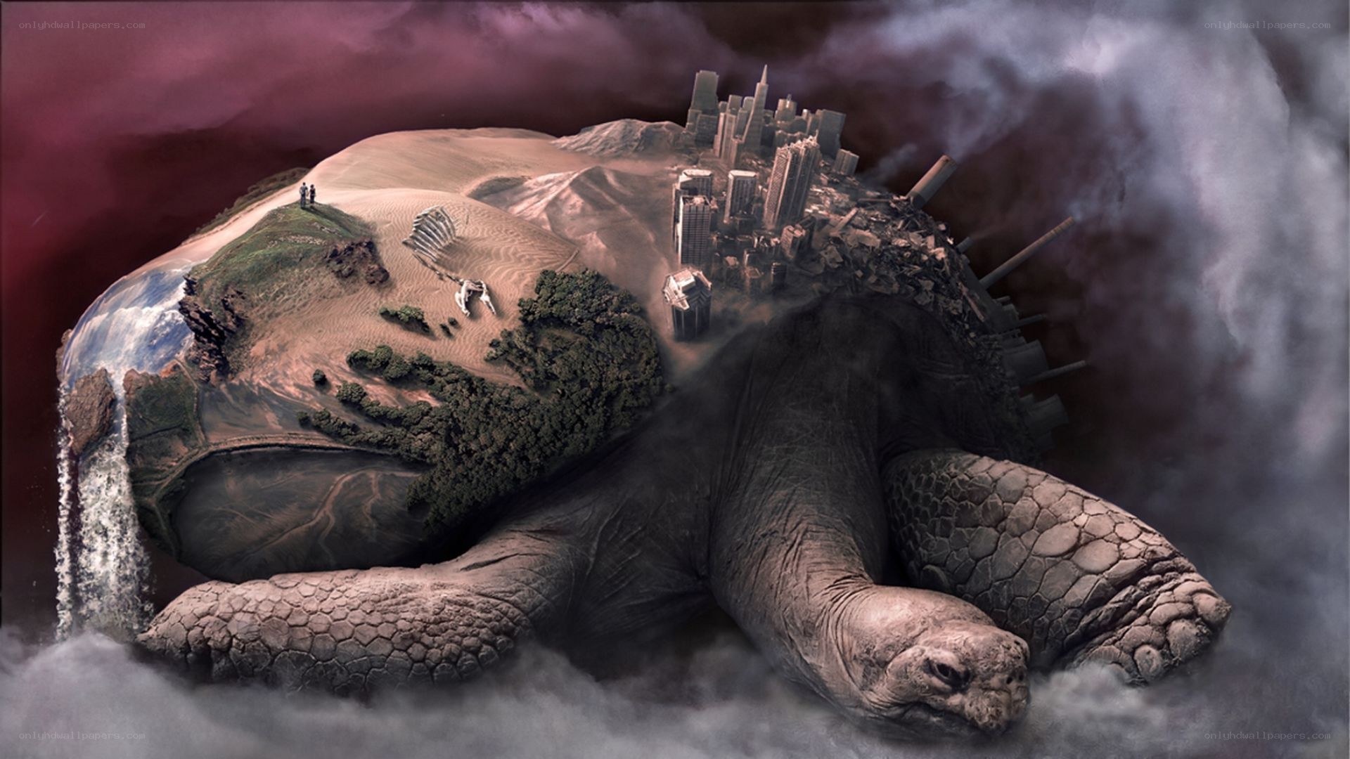 giant turtle carrying a world