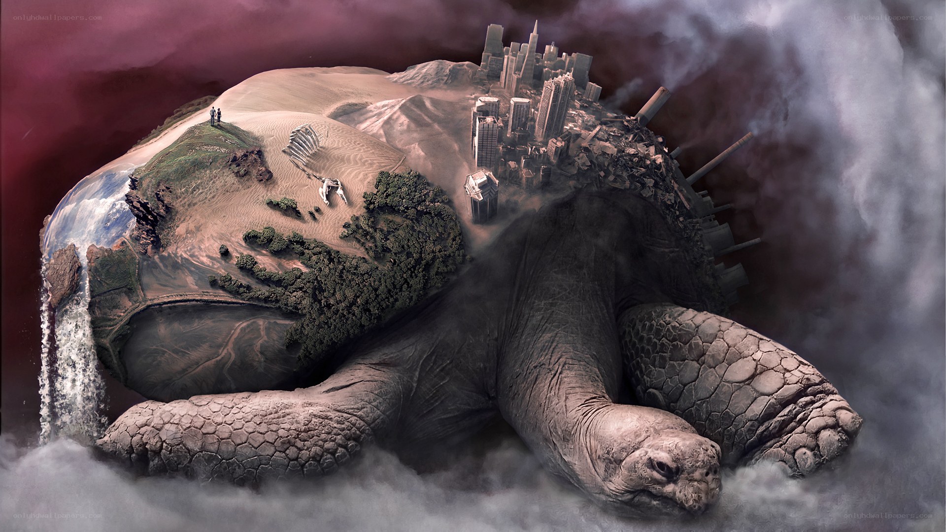 giant turtle carrying a world