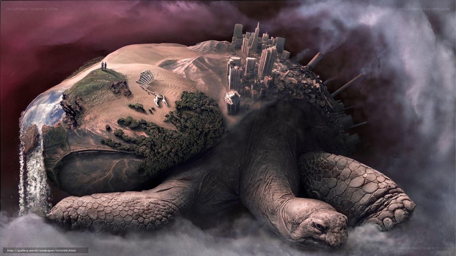 giant turtle carrying a world
