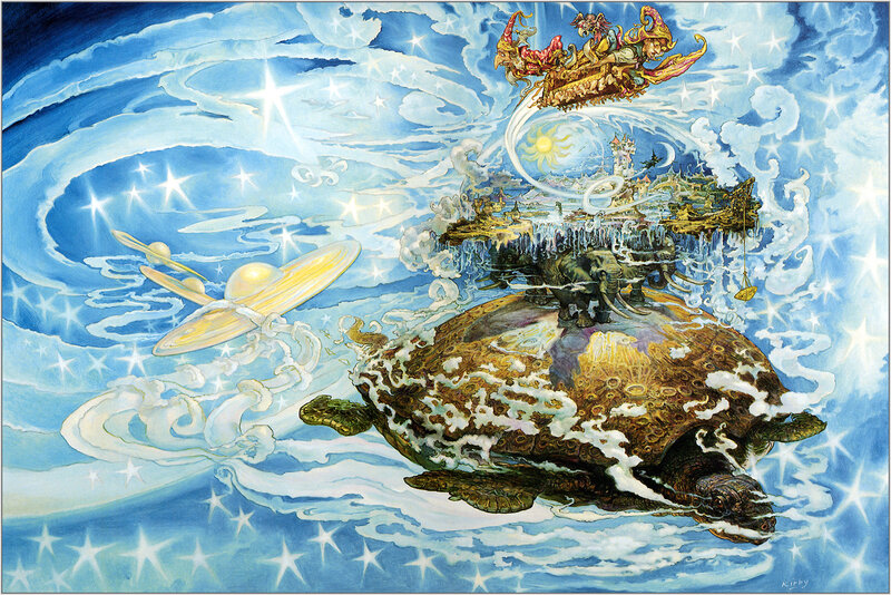 Giant Turtle Carrying Land — Blue, Fantastical