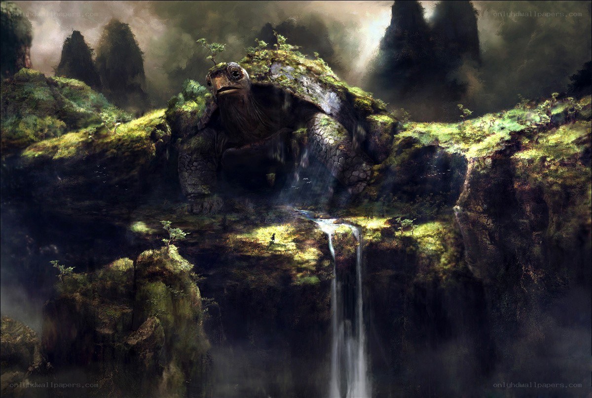 giant turtle on a cliff