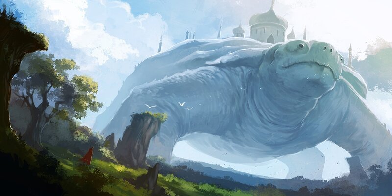 Giant Turtle with Castle — Blue