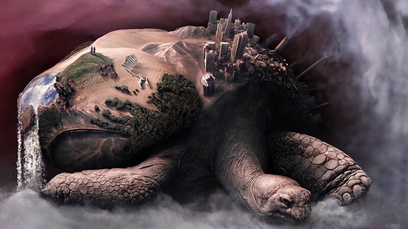 Giant Turtle with City