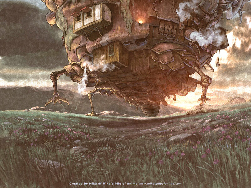 Giant walking machine in a field