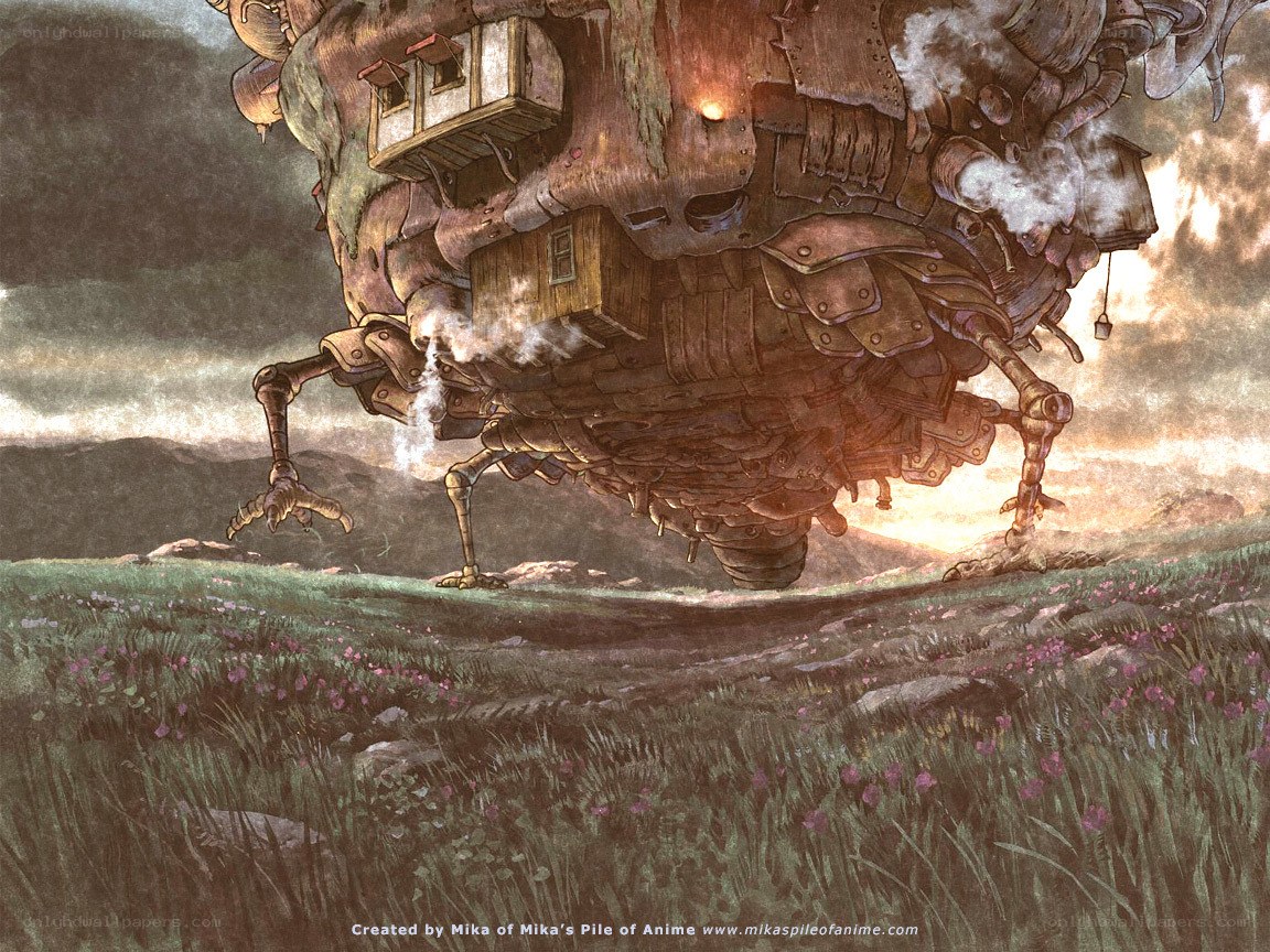 Giant walking machine in a field