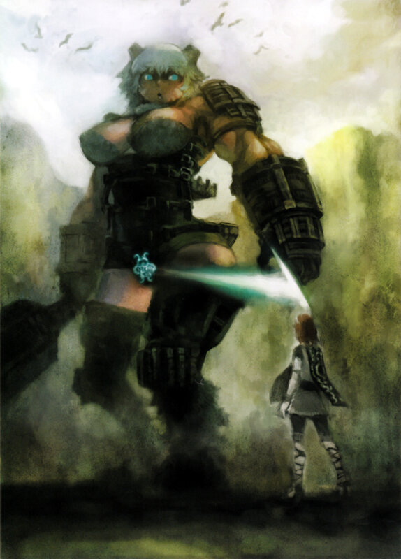 giant warrior confronts small figure