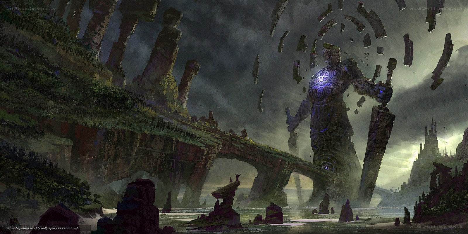 Giant warrior in a ruined world