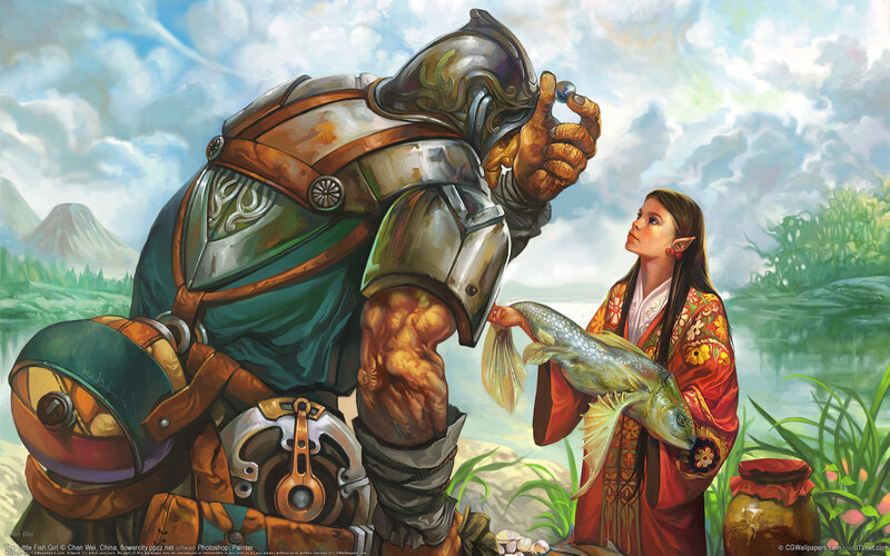 Giant Warrior with Fish Girl