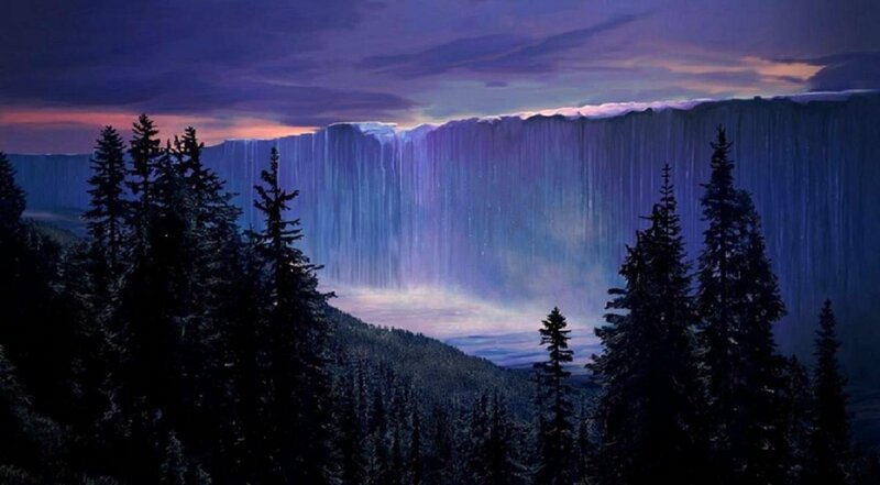 Giant Waterfall at Night