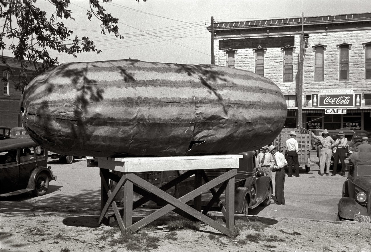 Giant watermelon display in town