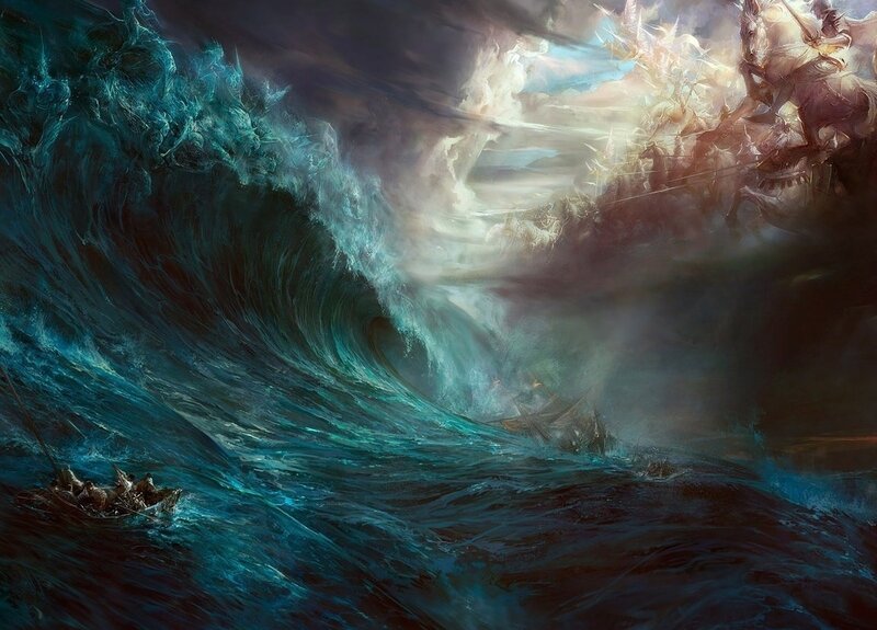 Giant Wave and Ships