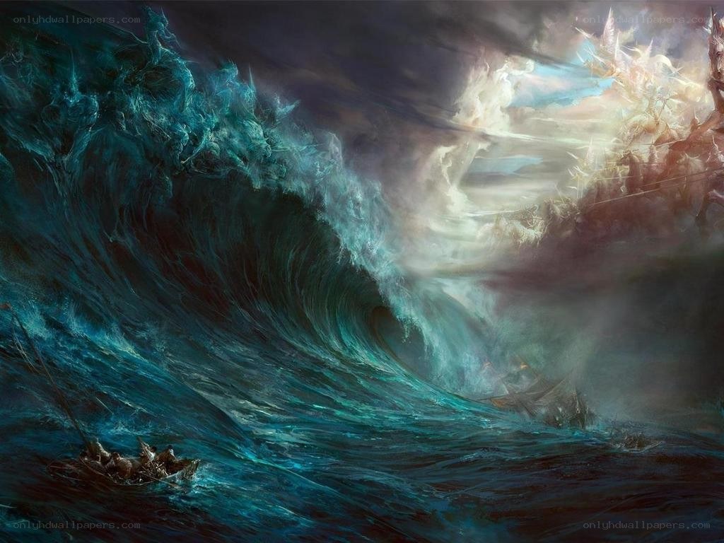 Giant wave attacks ships