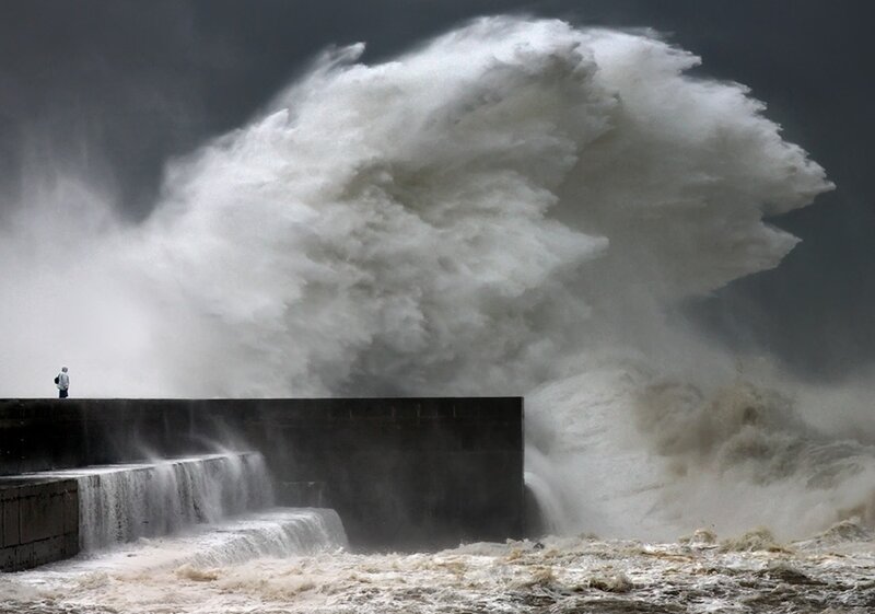 Giant Wave Crashing — Gray