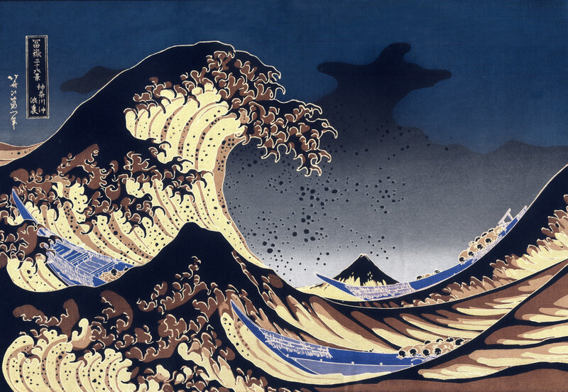 Giant Wave with Boats — Blue, Dramatic, Night