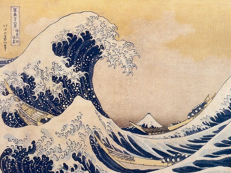 Giant Wave with Boats — Blue, Dramatic
