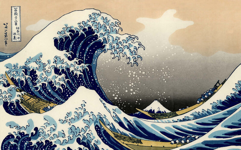 Giant Wave with Boats — Dramatic