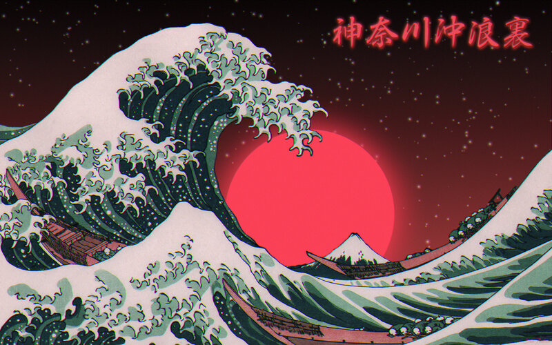 Giant Wave with Boats — Red