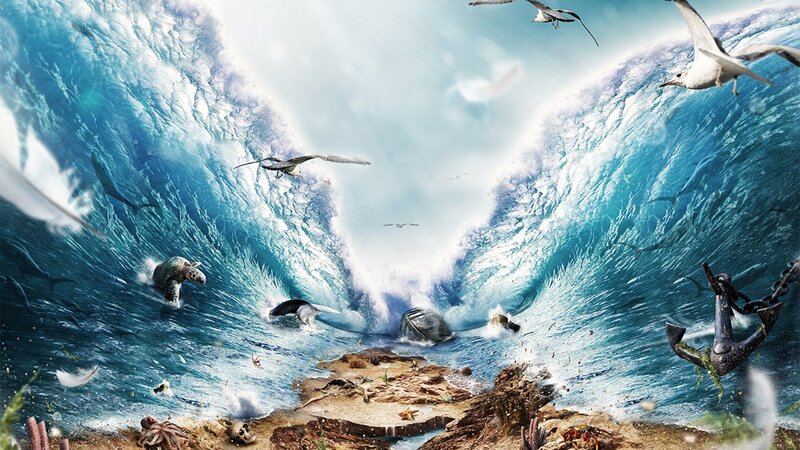 Giant Wave with Sea Life