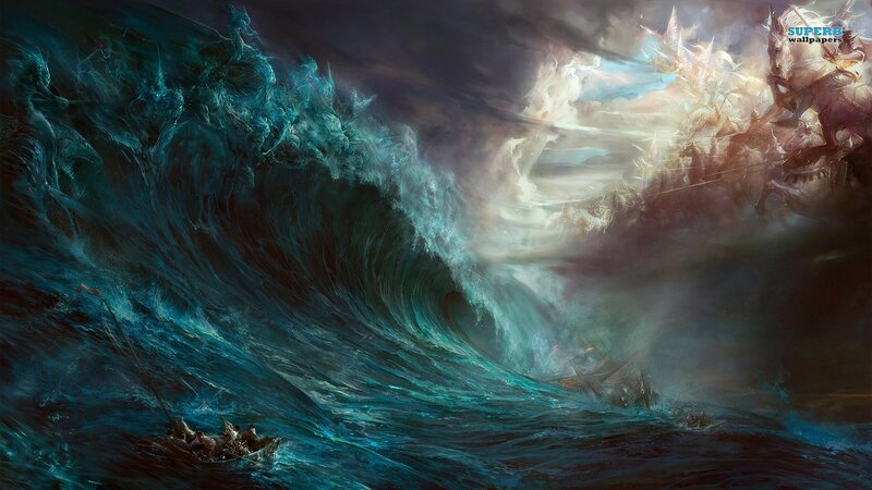 Giant Wave with Ships