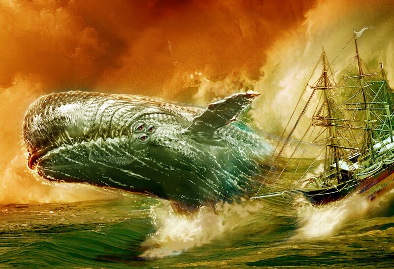 Giant Whale Attacking Ship