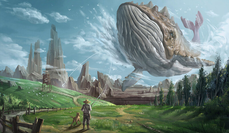 Giant Whale in Sky — Green