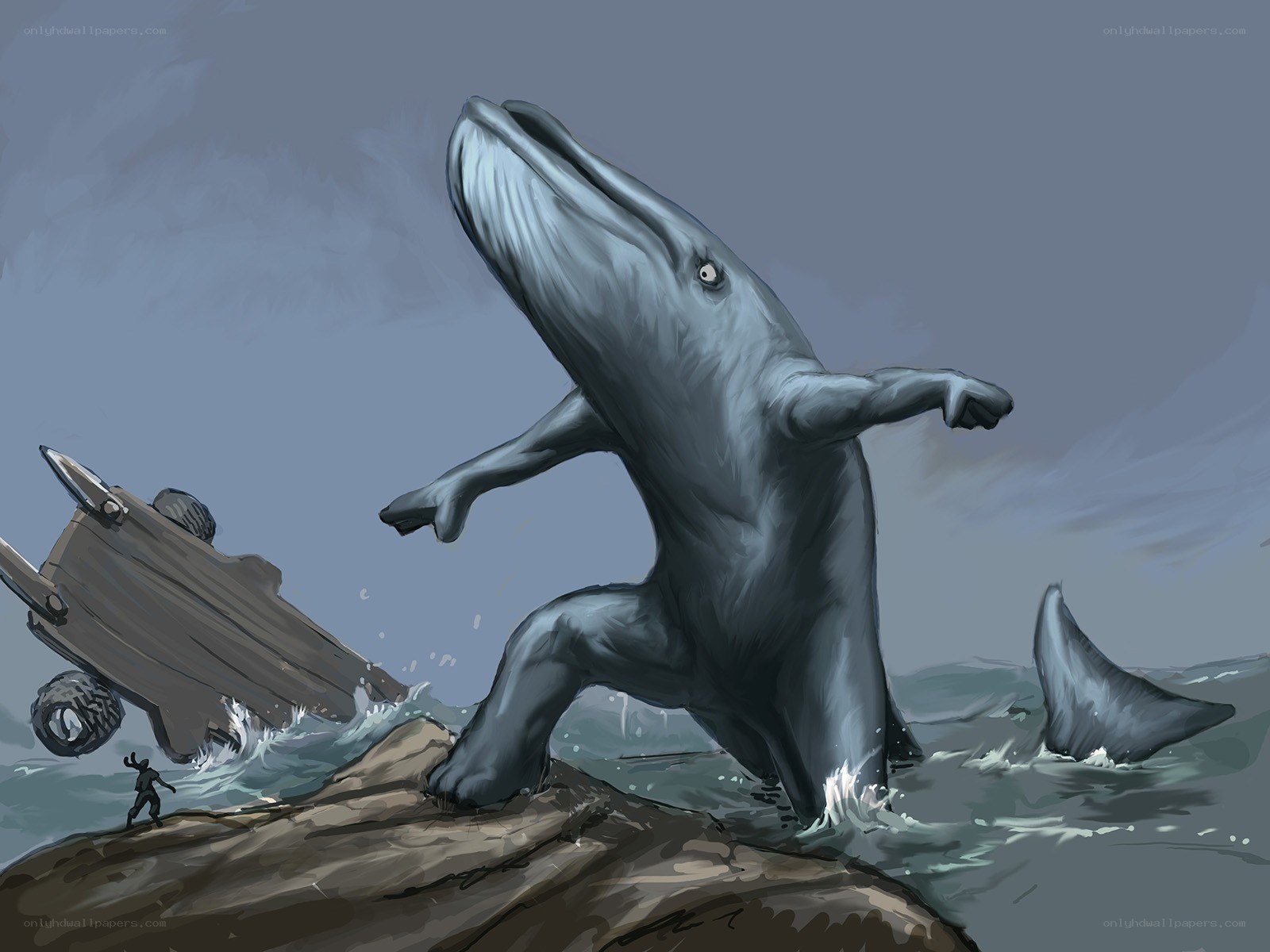 giant whale on shore