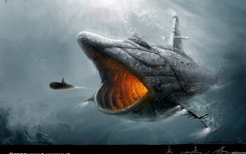 giant whale submarine attack