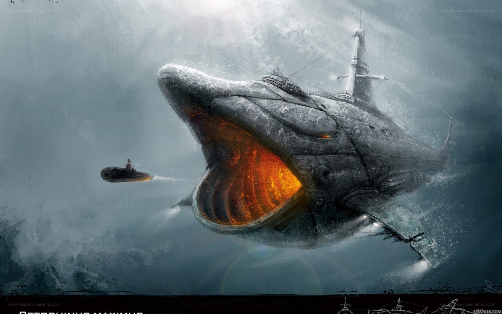 giant whale submarine attack