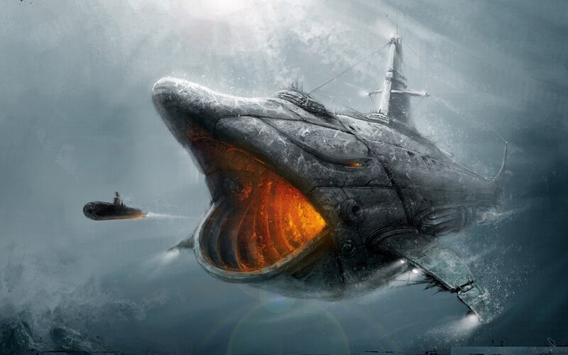 Giant Whale Submarine — Gray, Dramatic