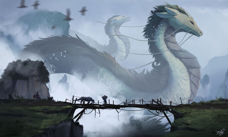 Giant White Dragon — Gray