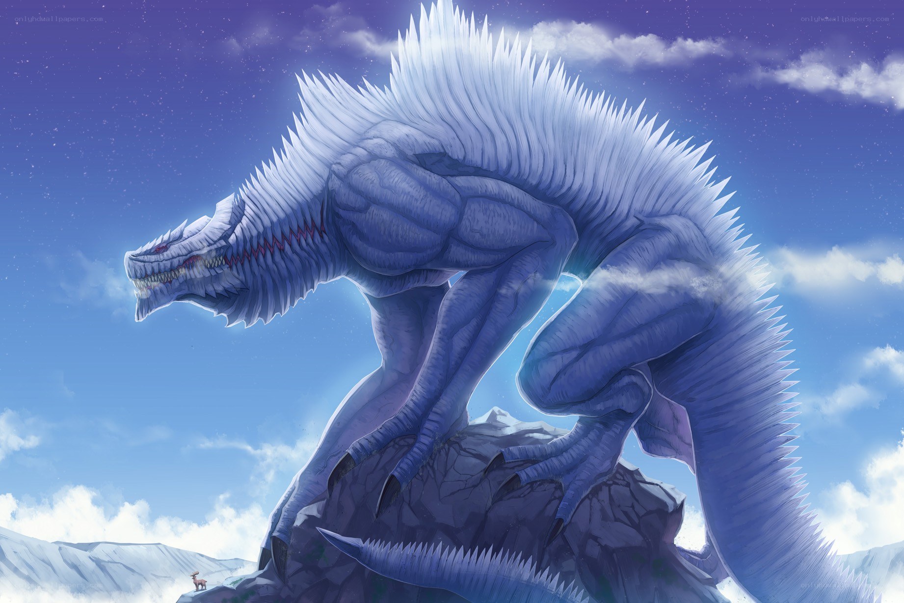 giant white dragon on mountain