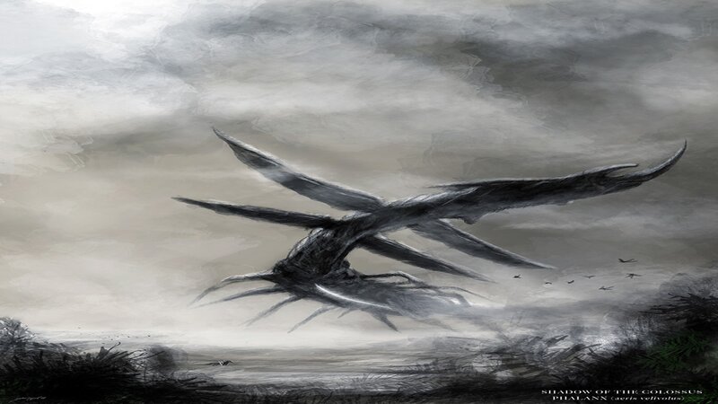 Giant Winged Creature — Gray, Dramatic