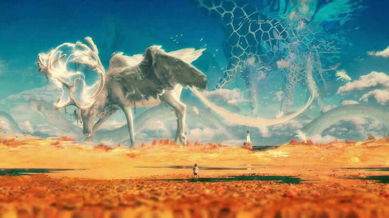 Giant Winged Deer — Blue