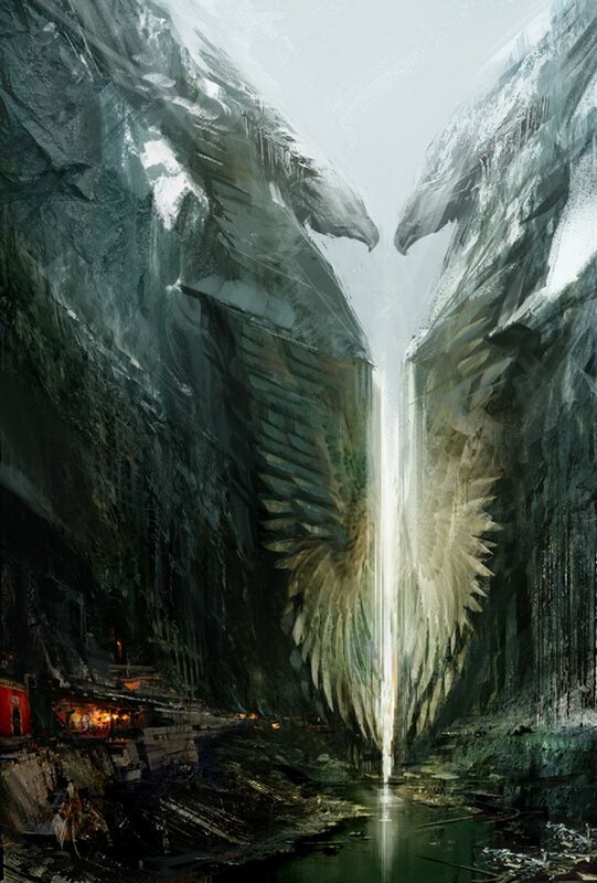 Giant wings in a canyon