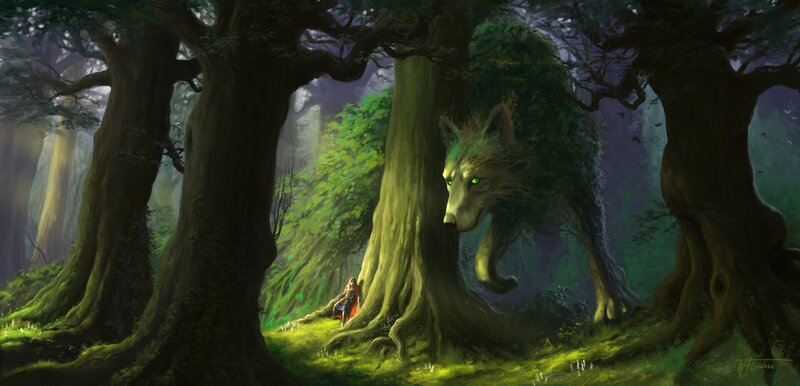 Giant Wolf in Forest