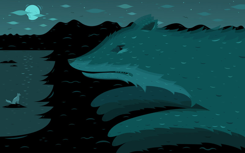 Giant Wolf in Water