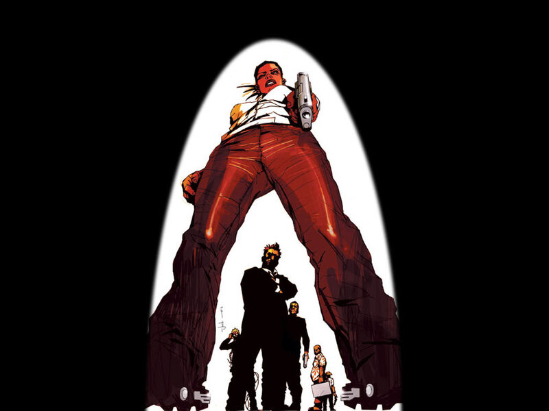 Giant Woman Holding Gun