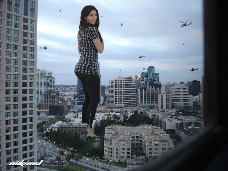 giant woman in city