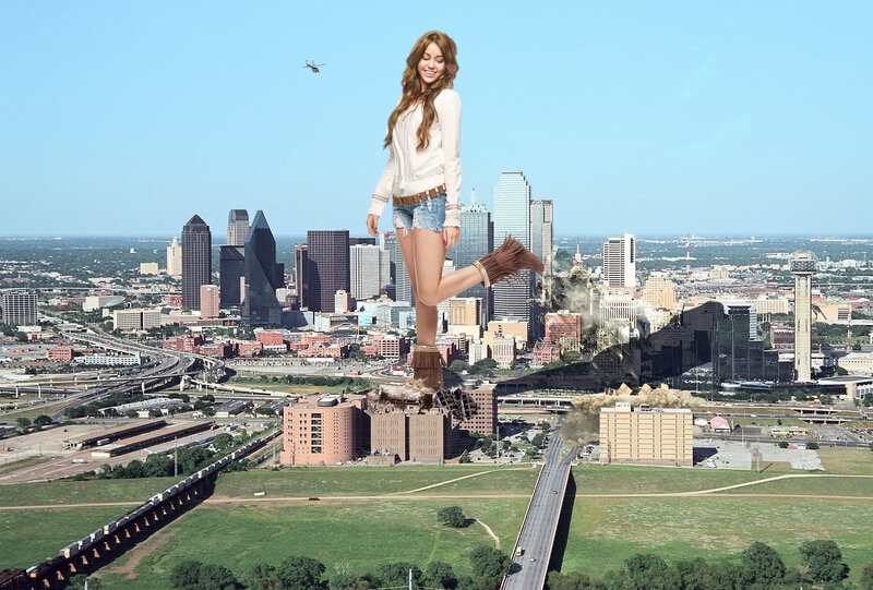 giant woman in city