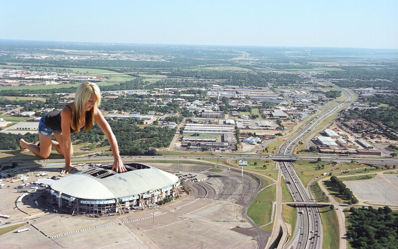 giant woman on stadium