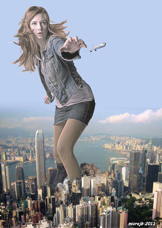 giant woman over city