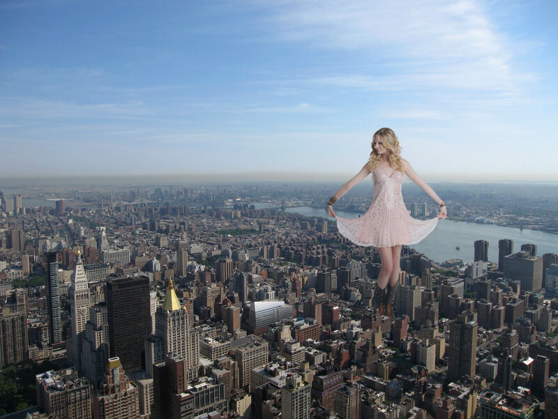 giant woman over city