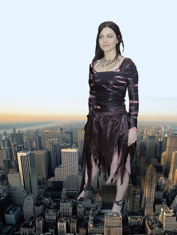giant woman over city
