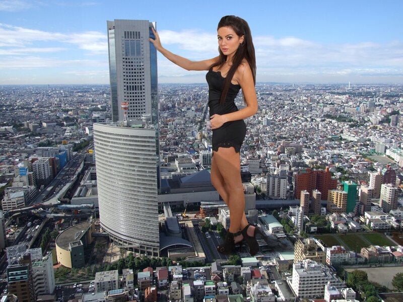 giant woman over city