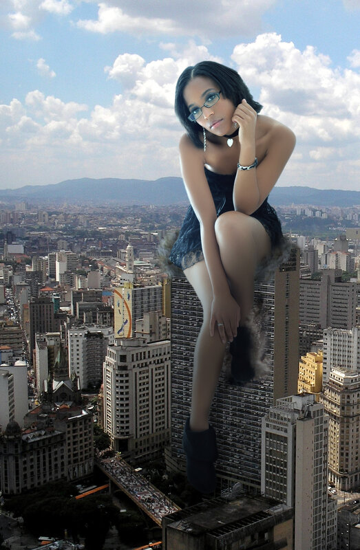 giant woman over city