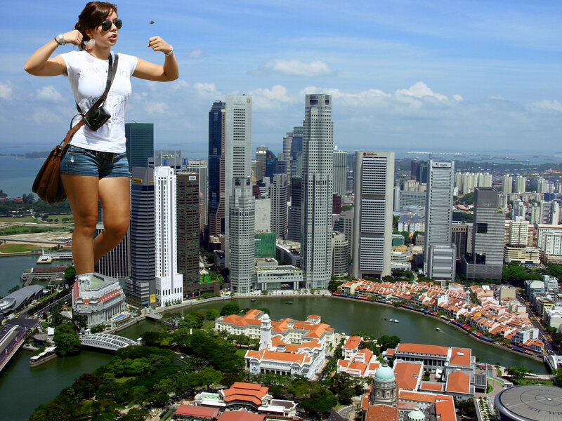 giant woman over city