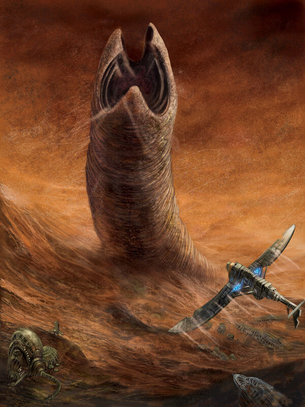 Giant worm attacks spacecraft